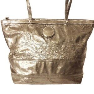 coach patent leather zipper tote bag purse